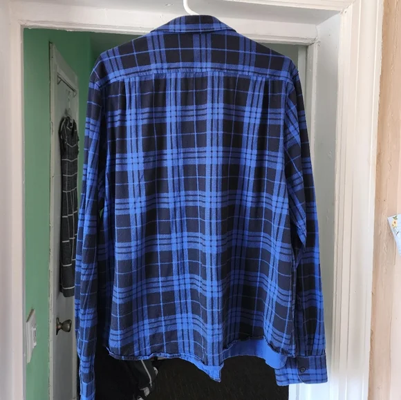 Penguin men's blue and white plaid men's shirt. - Picture 2 of 8